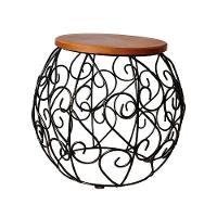 Banco Banquinho Barril Arabesco Rustico Artesanal Ferro E Madeira - 1