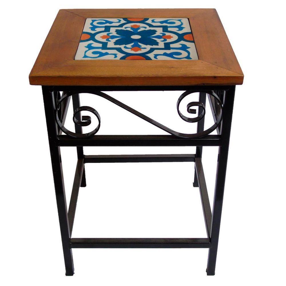 Banco De Ferro E Madeira Rústico Com Ladrilho Hidráulico Azulejo Ladrilho A2 - 5