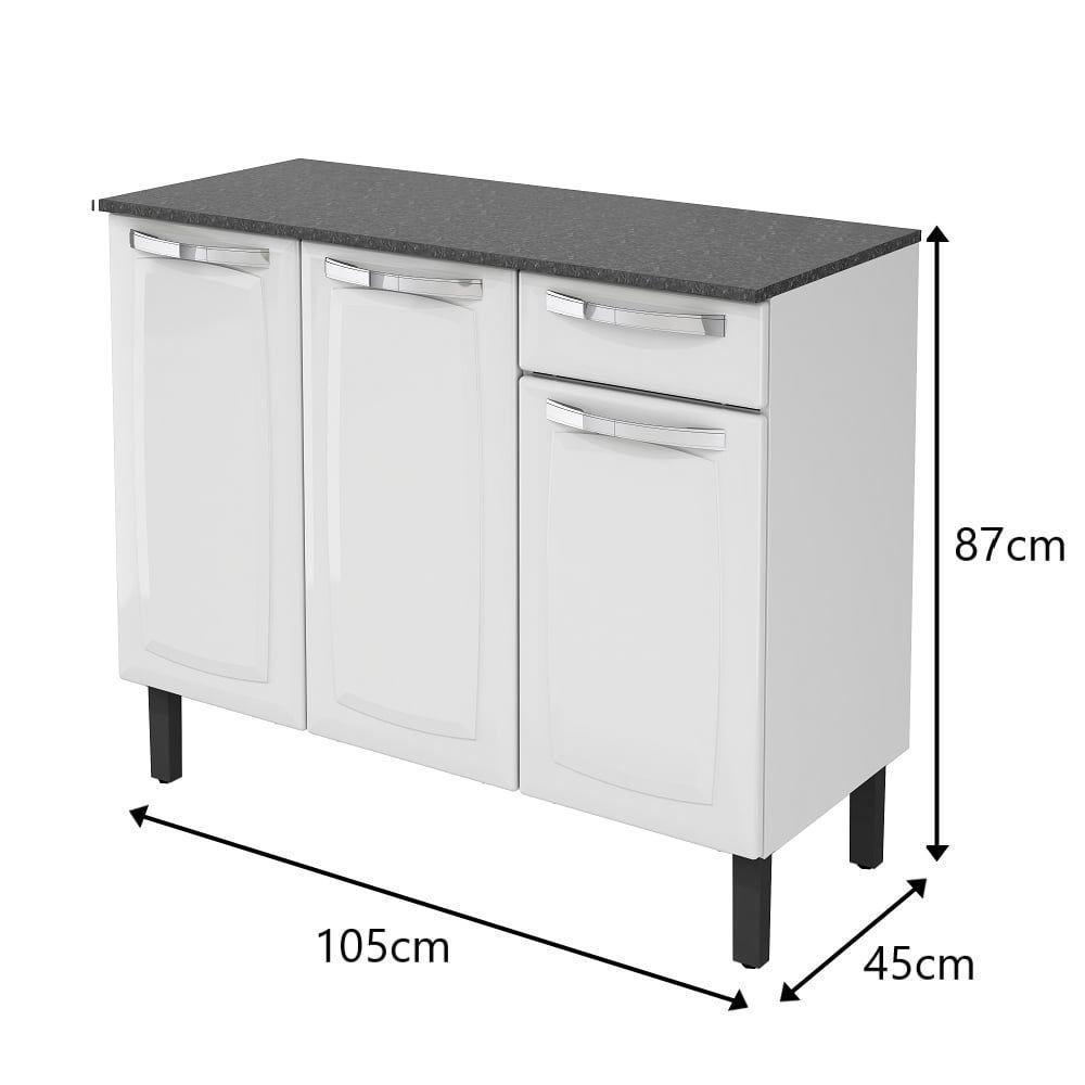 Balcão Aço 3 Portas 2 Gavetas C-tampo Rose - Itatiaia Branco - 7