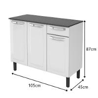 Balcão Aço 3 Portas 2 Gavetas C-tampo Rose - Itatiaia Branco - 7