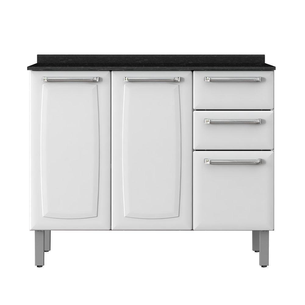 Balcão De Cozinha Com Tampo 3 Portas 2 Gavetas Luce - Itatiaia Branco - 1