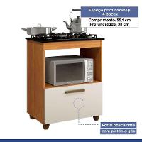 Balcão Para Cooktop 4 Bocas 1 Porta Basculante Espaço Para Micro-ondas Salvia Kaiki Móveis - 2