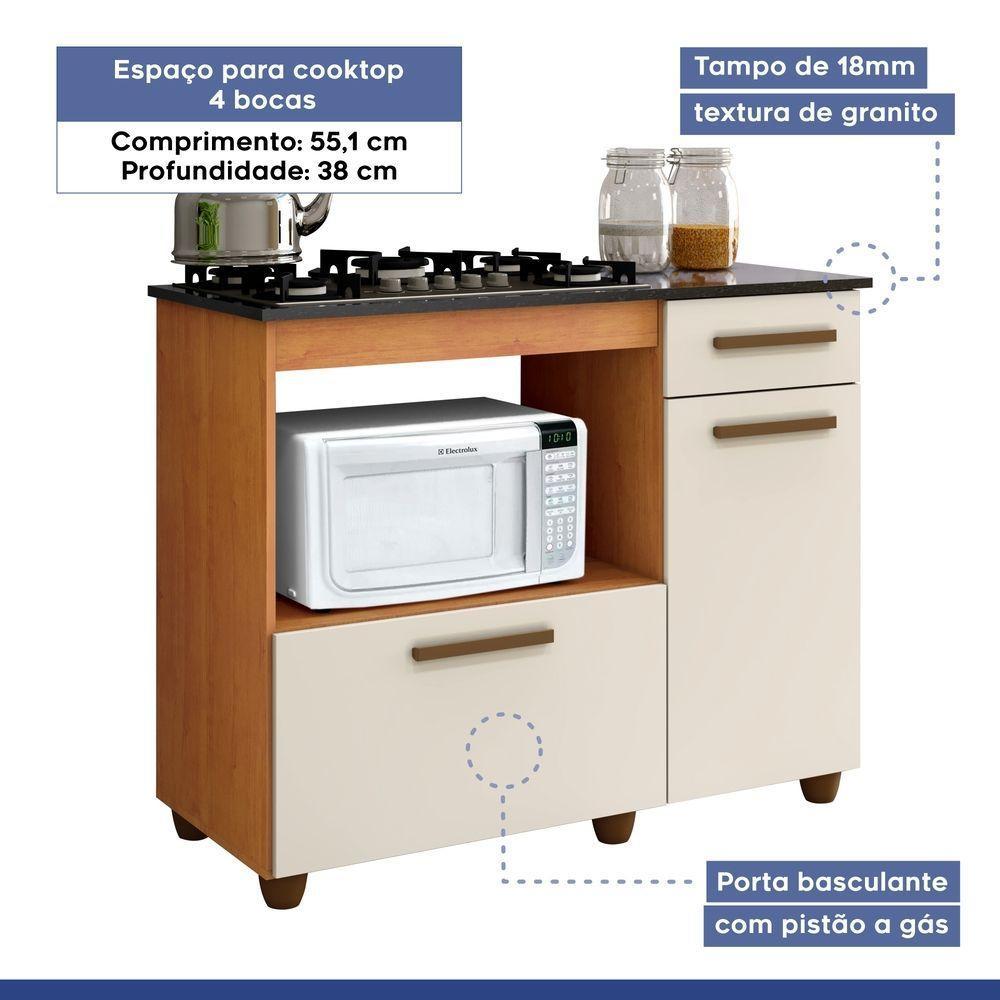 Balcão Para Cooktop 4 Bocas E Forno 2 Portas 1 Gaveta Violeta Kaiki Móveis - 2