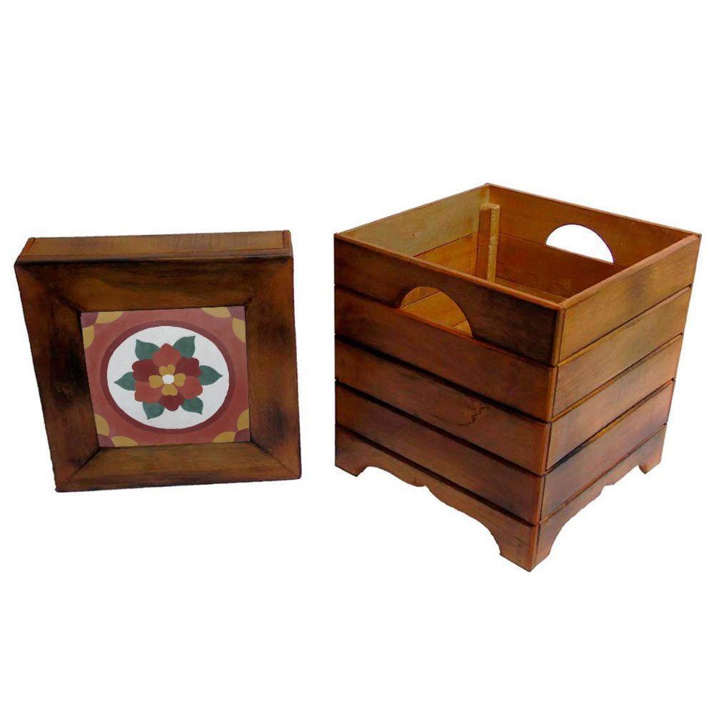 Banco Madeira Volpi Baú Com Ladrilho Hidráulico Azulejo Ladrilho F2 - 8