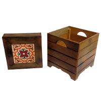 Banco Madeira Volpi Baú Com Ladrilho Hidráulico Azulejo Ladrilho A5 - 5