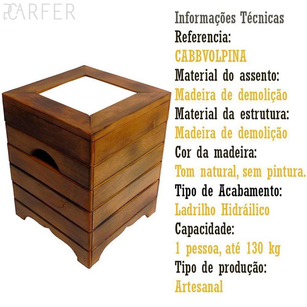 Banco Madeira Volpi Baú Com Ladrilho Hidráulico Azulejo Ladrilho B4 - 2