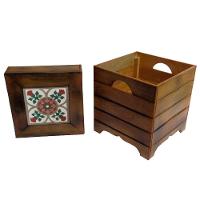 Banco Madeira Volpi Baú Com Ladrilho Hidráulico Azulejo Ladrilho B3 - 2