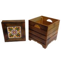 Banco Madeira Volpi Baú Com Ladrilho Hidráulico Azulejo Ladrilho B1 - 8