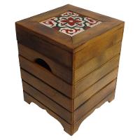 Banco Madeira Volpi Baú Com Ladrilho Hidráulico Azulejo Ladrilho A3 - 1