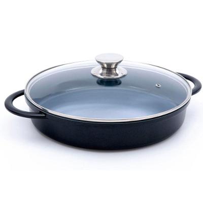 Cacarola Baixa Redonda Preta Com Tampa De Vidro 30cm Hercules Pa9000-30p