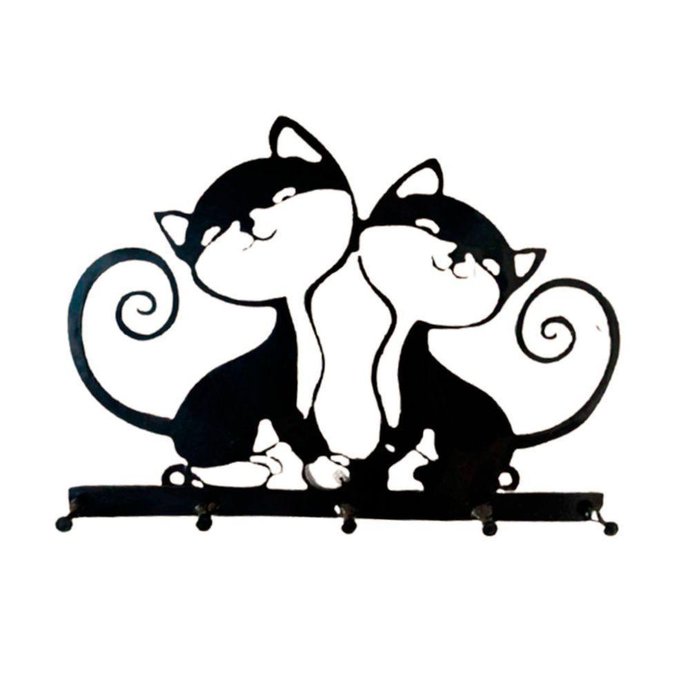 Cabideiro Gatinho 5 Ganchos Corte A Laser Aço Carbono - 1