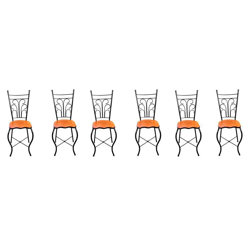 Cadeira De Jantar Para Mesa De Chá Conjunto Com 6 Estilo Industrial Rustica Ferro E Madeira Artesanal - 1