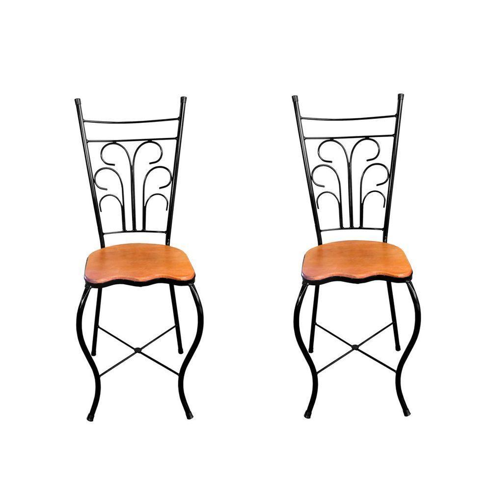 Cadeira De Jantar Para Mesa De Chá Conjunto Com 6 Estilo Industrial Rustica Ferro E Madeira Artesanal - 3