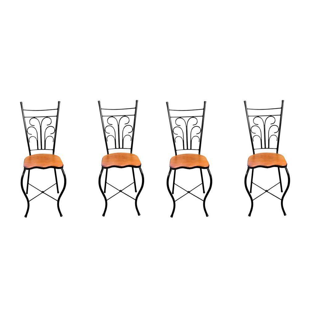 Cadeira De Jantar Para Mesa De Chá Conjunto Com 6 Estilo Industrial Rustica Ferro E Madeira Artesanal - 5