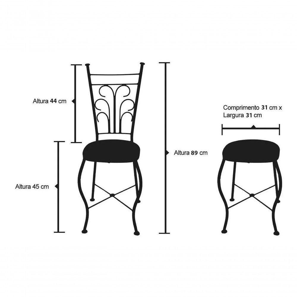 Cadeira De Jantar Para Mesa De Chá Conjunto Com 4 Estilo Industrial Rustica Ferro E Madeira Artesanal - 6