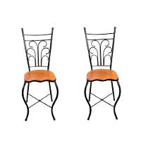 Cadeira De Jantar Para Mesa De Chá Conjunto Com 2 Estilo Industrial Rustica Ferro E Madeira Artesanal - 1