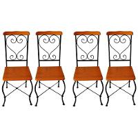 Cadeira De Jantar Conjunto Com 4 Estilo Industrial Rustica Ferro E Madeira Artesanal - 1