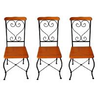 Cadeira De Jantar Conjunto Com 3 Estilo Industrial Rustica Ferro E Madeira Artesanal - 1