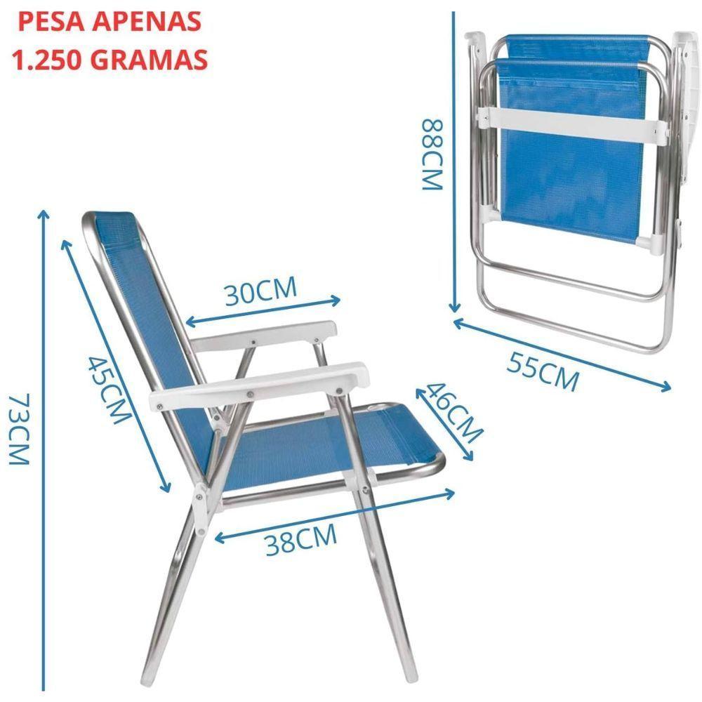 Cadeira Alta Sannet Alumínio Dobrável Resistente Azul - 3