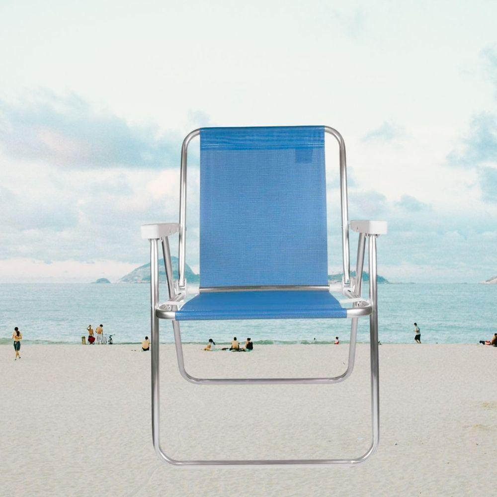 Cadeira Alta Sannet Alumínio Dobrável Resistente Azul - 4