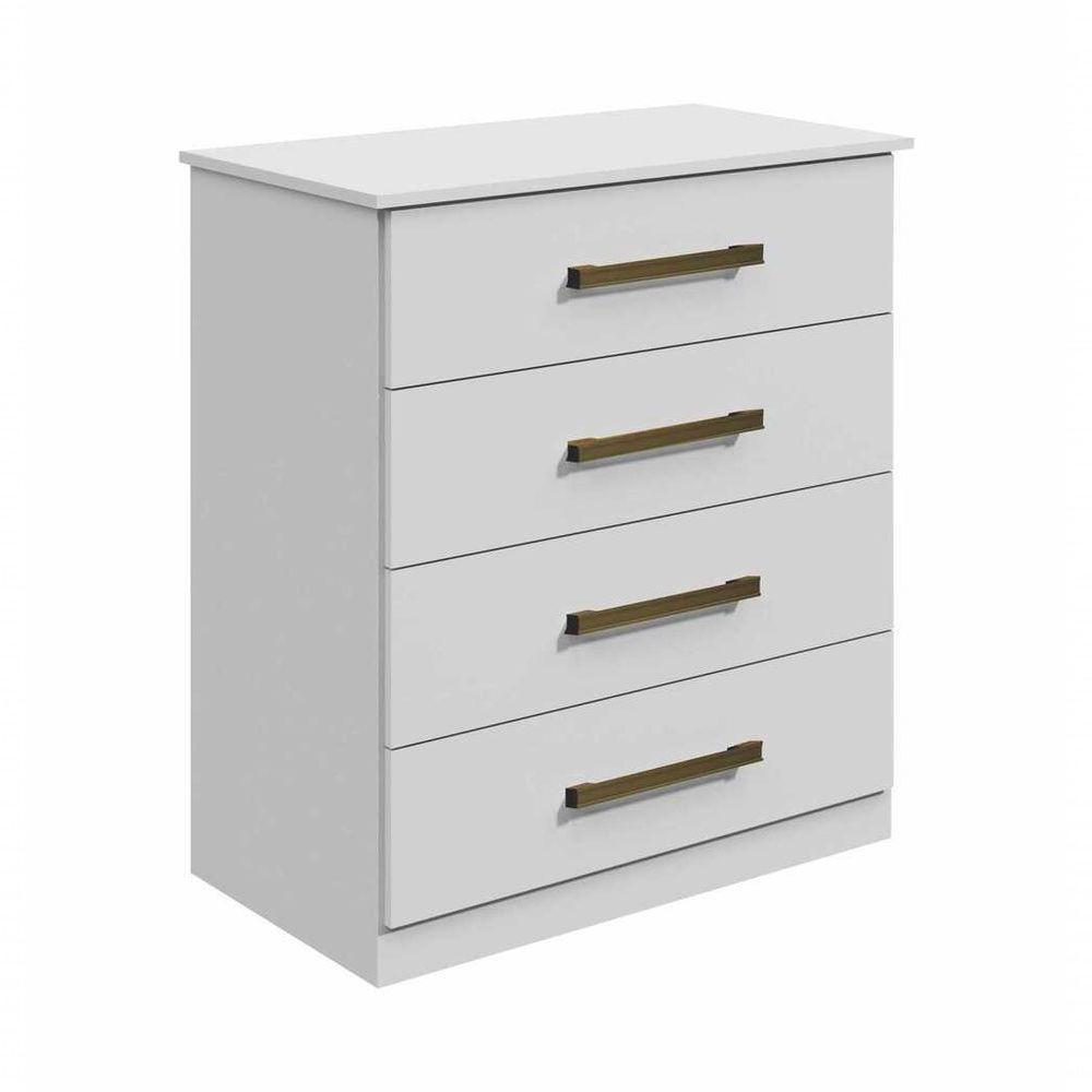 Cômoda 4 Gavetas Rubi Bronze Leifer Móveis Branco - 1