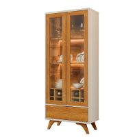 Cristaleira Adega Reflecta 2 Portas De Vidro C- Led - Mavaular Off White-naturalle - 2