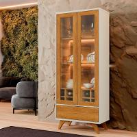 Cristaleira Adega Reflecta 2 Portas De Vidro C- Led - Mavaular Off White-naturalle - 3