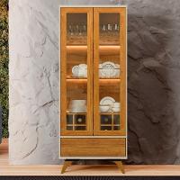 Cristaleira Adega Reflecta 2 Portas De Vidro C- Led - Mavaular Off White-naturalle - 4