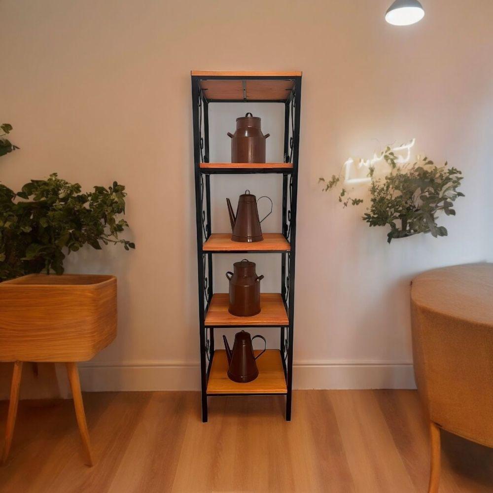 Estante 5 Prateleiras Alta Ferro E Madeira Estilo Industrial - 2