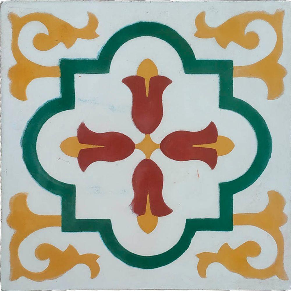 Fruteira De Ferro E Madeira Grande 3 Andares Com Ladrilho Hidráulico Artesanal Ladrilho E1 - 2