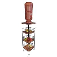 Fruteira De Ferro E Madeira Grande 3 Andares Com Ladrilho Hidráulico Artesanal Ladrilho E1 - 3