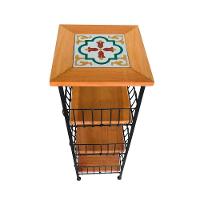 Fruteira De Ferro E Madeira Grande 3 Andares Com Ladrilho Hidráulico Artesanal Ladrilho E1 - 7