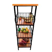 Fruteira De Ferro E Madeira Grande 3 Andares Com Ladrilho Hidráulico Artesanal Ladrilho F1