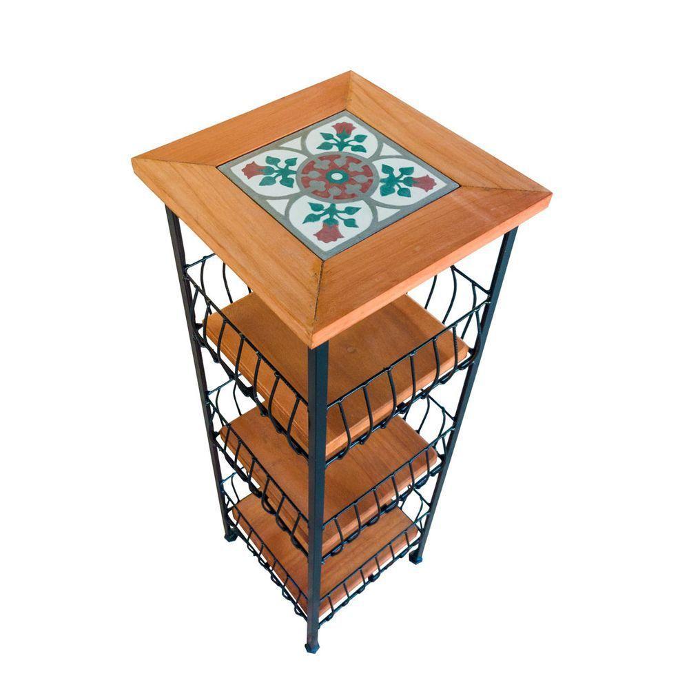 Fruteira De Ferro E Madeira Grande 3 Andares Com Ladrilho Hidráulico Artesanal Ladrilho B3 - 6