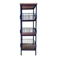 Fruteira De Ferro E Madeira Grande 3 Andares Com Ladrilho Hidráulico Artesanal Ladrilho B1