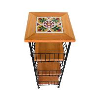 Fruteira De Ferro E Madeira Grande 3 Andares Com Ladrilho Hidráulico Artesanal Ladrilho B1 - 7