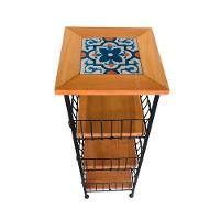 Fruteira De Ferro E Madeira Grande 3 Andares Com Ladrilho Hidráulico Artesanal Ladrilho A2 - 6