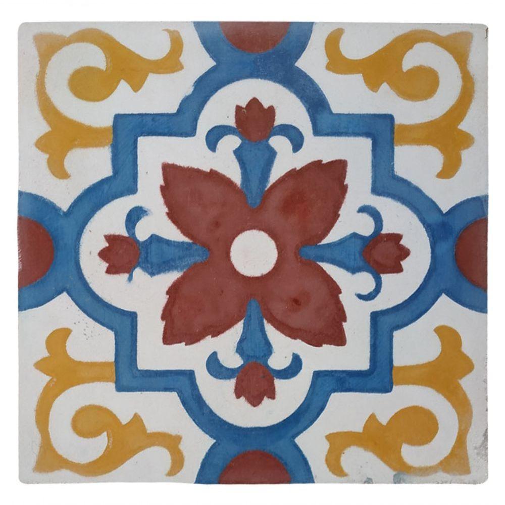 Fruteira De Ferro E Madeira Grande 3 Andares Com Ladrilho Hidráulico Artesanal Ladrilho A1 - 2