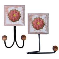 Kit Banheiro Com 2 Toalheiros Duplos + Porta Papel Higiênico + Toalheiro Rustico Artesanal Cor Rosa - 5