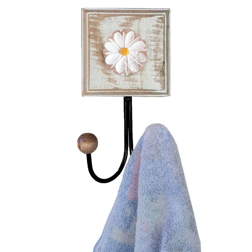 Kit Banheiro Com 2 Toalheiros Duplos + Porta Papel Higiênico + Toalheiro Rustico Artesanal Cor Branco - 2