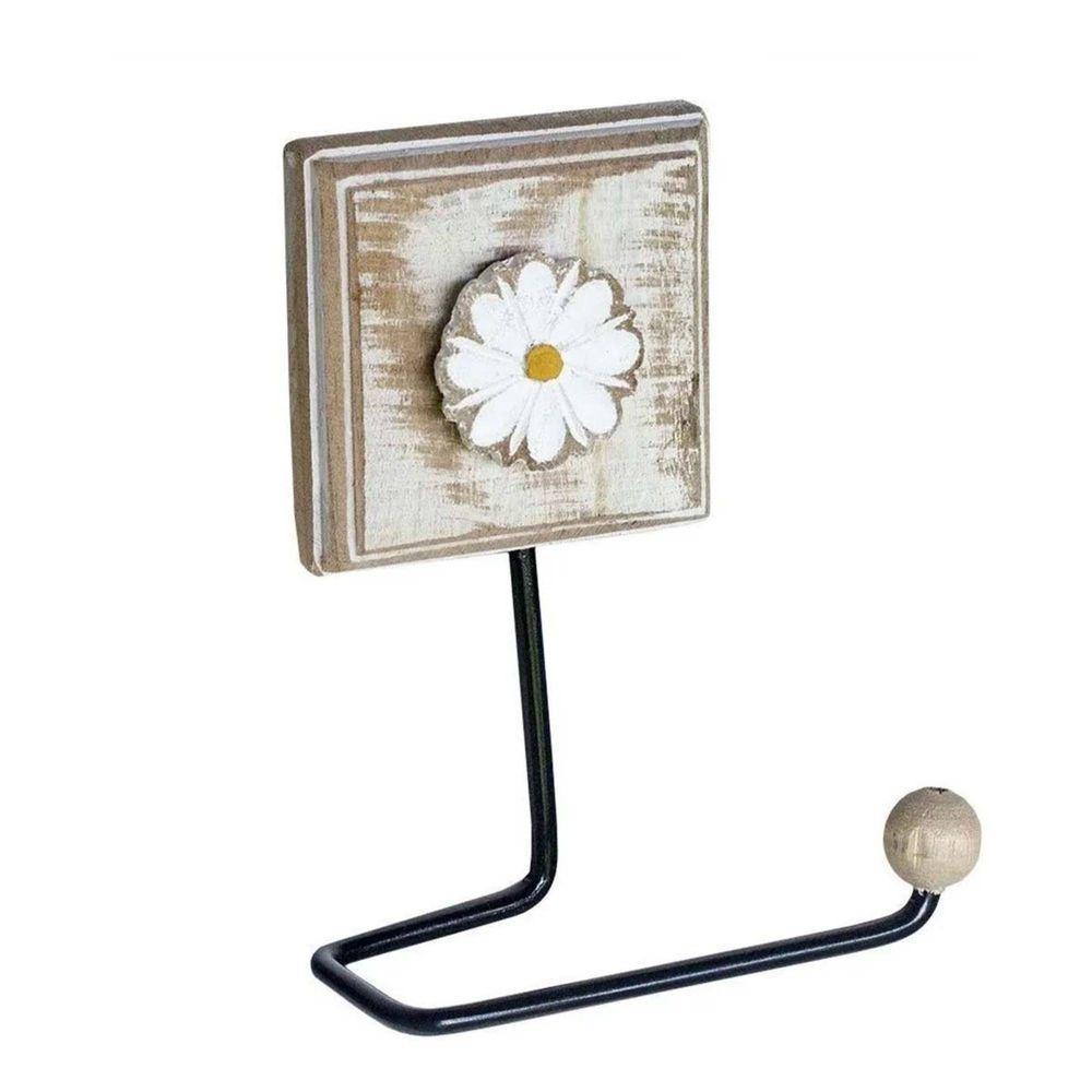 Kit Banheiro Com 2 Toalheiros Duplos + Porta Papel Higiênico + Toalheiro Rustico Artesanal Cor Branco - 3