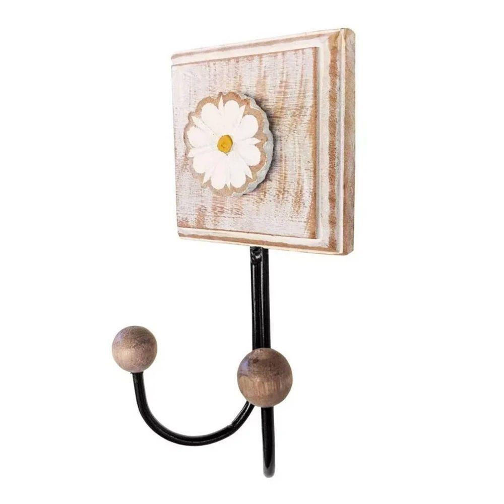 Kit Banheiro Com 2 Toalheiros Duplos + Porta Papel Higiênico + Toalheiro Rustico Artesanal Cor Branco - 4