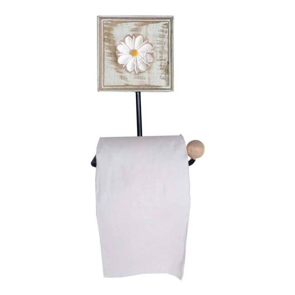 Kit Banheiro Com 2 Toalheiros Duplos + Porta Papel Higiênico + Toalheiro Rustico Artesanal Cor Branco - 5