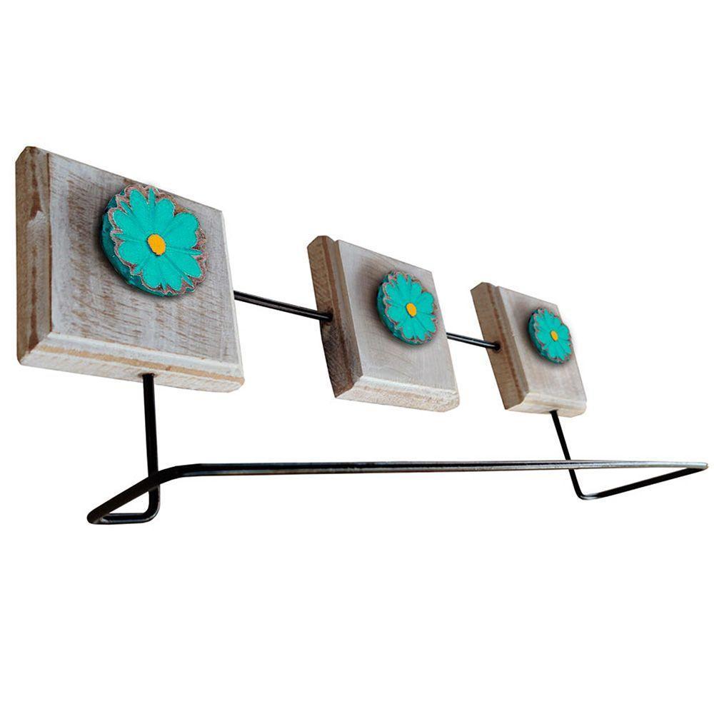 Kit Banheiro Com 2 Toalheiros Duplos + Porta Papel Higiênico + Toalheiro Rustico Artesanal Cor Verde - 1