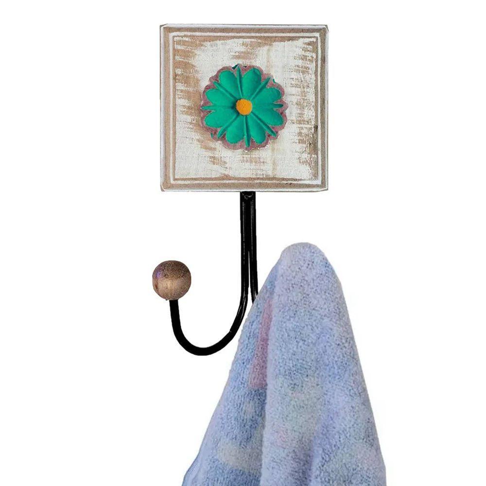 Kit Banheiro Com 2 Toalheiros Duplos + Porta Papel Higiênico + Toalheiro Rustico Artesanal Cor Verde - 8