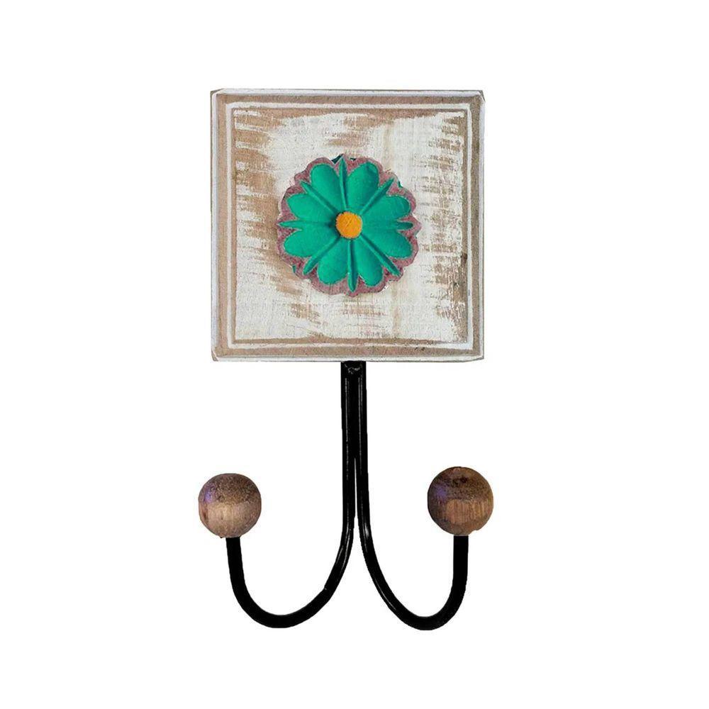 Kit Banheiro Com 2 Toalheiros Duplos + Porta Papel Higiênico + Toalheiro Rustico Artesanal Cor Verde - 9