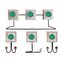 Kit Banheiro Com 2 Toalheiros Duplos + Porta Papel Higiênico + Toalheiro Rustico Artesanal Cor Verde - 2