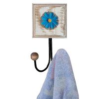 Kit Banheiro Com 2 Toalheiros Duplos + Porta Papel Higiênico + Toalheiro Rustico Artesanal Cor Azul - 5