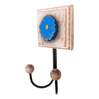 Kit Banheiro 5 Peças Artesanal Rústico Flor De Madeira 3d Anúncio Com Variação Cor Azul - 3