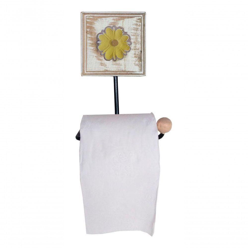 Kit Banheiro 5 Peças Artesanal Rústico Flor De Madeira 3d Anúncio Com Variação Cor Amarelo - 2